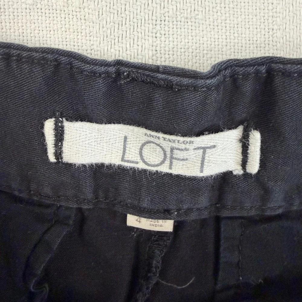 Ann Taylor Loft Womens Chino Shorts Black Size 4 Mid Rise Cotton Twill Casual